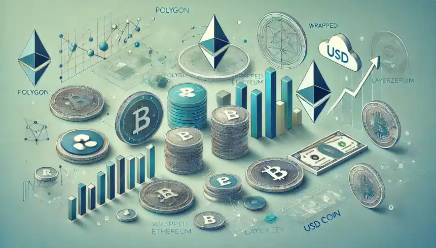 news article about the fastest-growing altcoin projects like Polygon, Wrapped Ethereum, LayerZero, and USD C