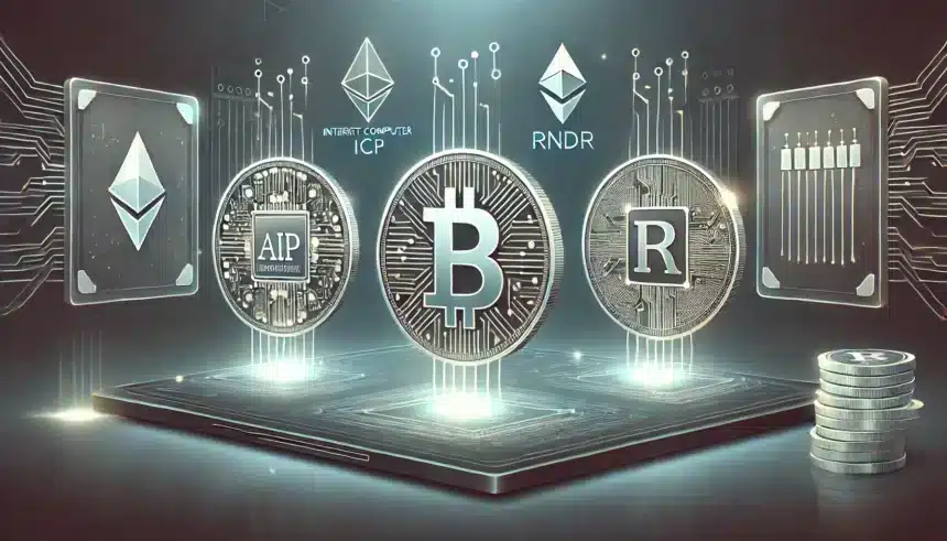 Top 10 AI Crypto Coins to Watch in 2025: Analyst Insights 7 on AI-powered cryptocurrencies, featuring sleek representations of coins like Internet Computer (ICP)