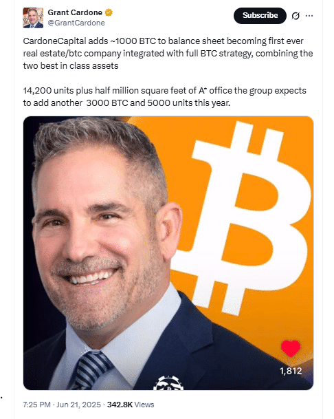 Cardone Capital Bitcoin Strategy