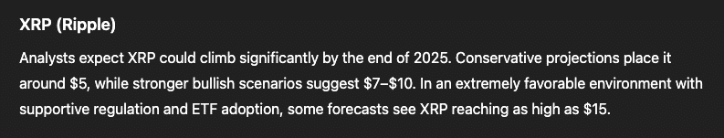 ChatGPT 5 Predicts Explosive End-of-2025 Targets for XRP, SOL, and ETH 8 ChatGPT Price Prediction