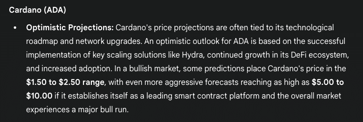 Gemini AI Price Predictions for XRP Dogecoin Cardano