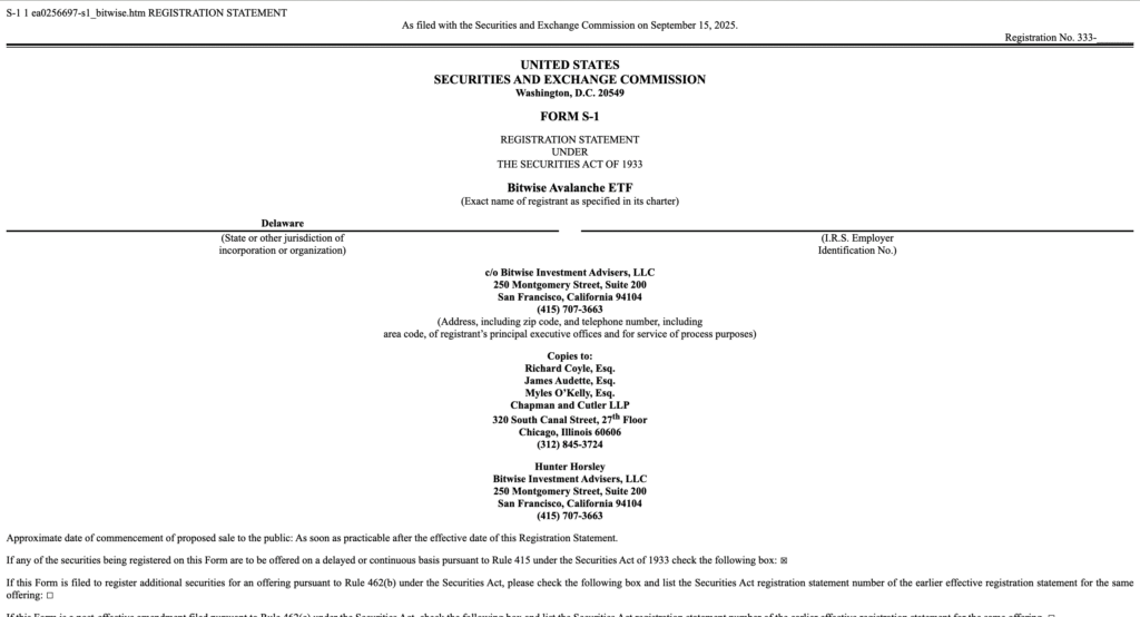 Avalanche ETF Race Heats Up: Bitwise Joins VanEck, Grayscale in SEC Queue 8 Bitwise AVAX ETF