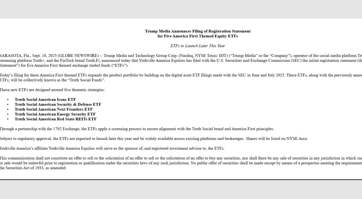 Trump Media Pushes Into ETFs With 5 America First-Themed Funds 8 Trump Media Expands Into Thematic ETFs