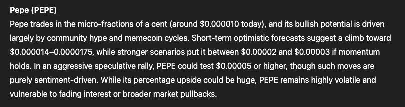 Crypto AI Predictions: Solana, XRP, and PEPE Could Lead the Next Altcoin Rally 10 ChatGPT AI Prediction for $PEPE