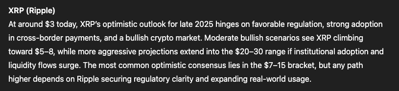 Crypto AI Predictions: Solana, XRP, and PEPE Could Lead the Next Altcoin Rally 8 ChatGPT AI Prediction for XRP