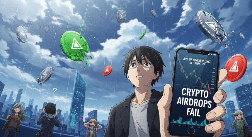 Crypto Airdrops Fail: 88% of Tokens Plunge in 3 Months