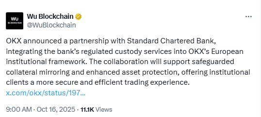 OKX Partners With Standard Chartered to Launch Regulated Institutional Crypto Custody 1 Institutional Crypto Custody