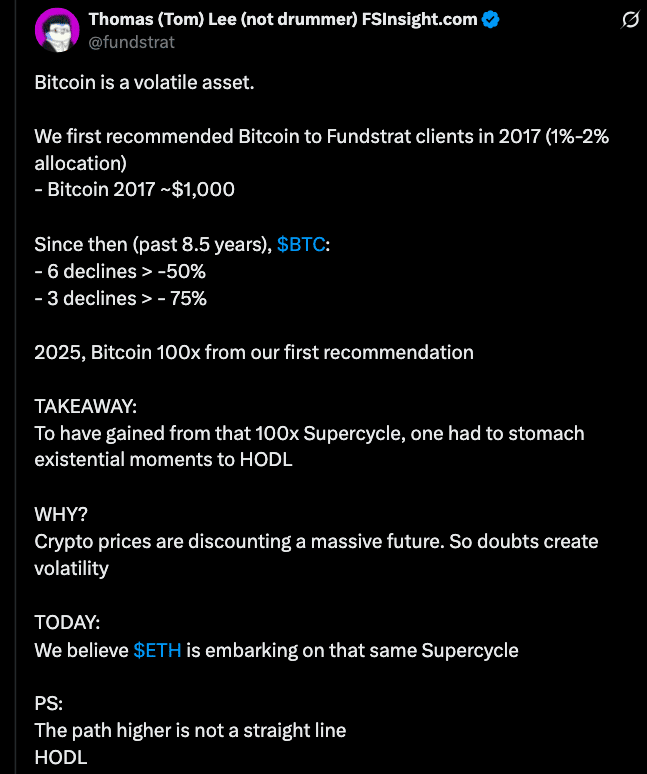Tom Lee Predicts Ethereum Supercycle as BitMine Gobbles Up ETH 8 Tom Lee Predicts Ethereum Supercycle as BitMine Doubles Down on ETH