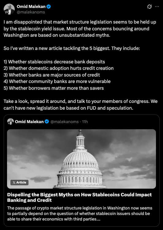 Stablecoin Yield Myths Under Fire as CLARITY Act Vote Nears 8 Stablecoin Yield Sparks Industry Fight Amid Looming CLARITY Act Vote