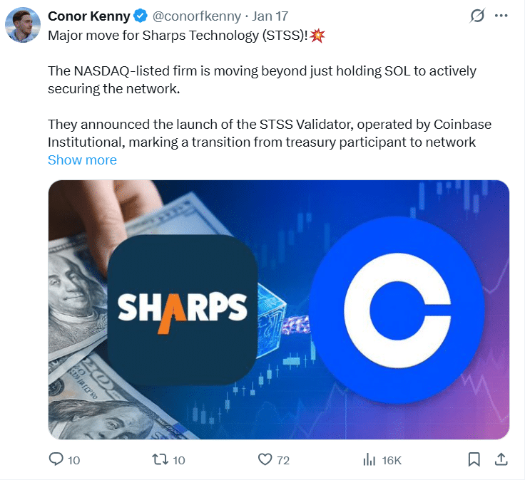 SOL Price Forecast Eyes $132 Support After Sharp Pullback 9 Coinbase & STSS Validator