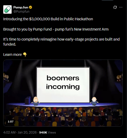 Pump.fun Launches Pump Fund: $3M Hackathon to Back Early-Stage Projects