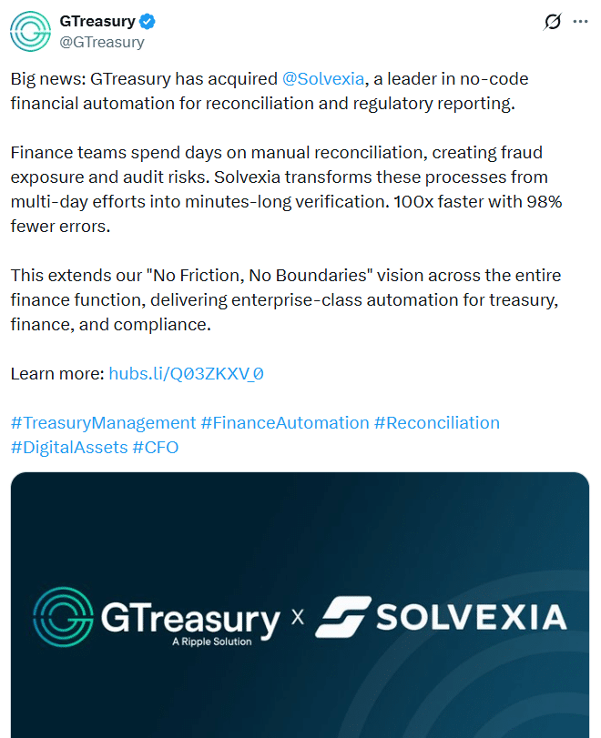 Ripple GTreasury Acquisition of Solvexia Signals Bold Enterprise Push in 2026 8 Ripple GTreasury Acquisition