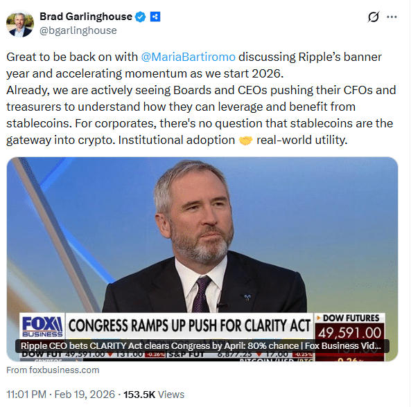 CLARITY Act Gains Momentum as Ripple CEO Predicts April Passage