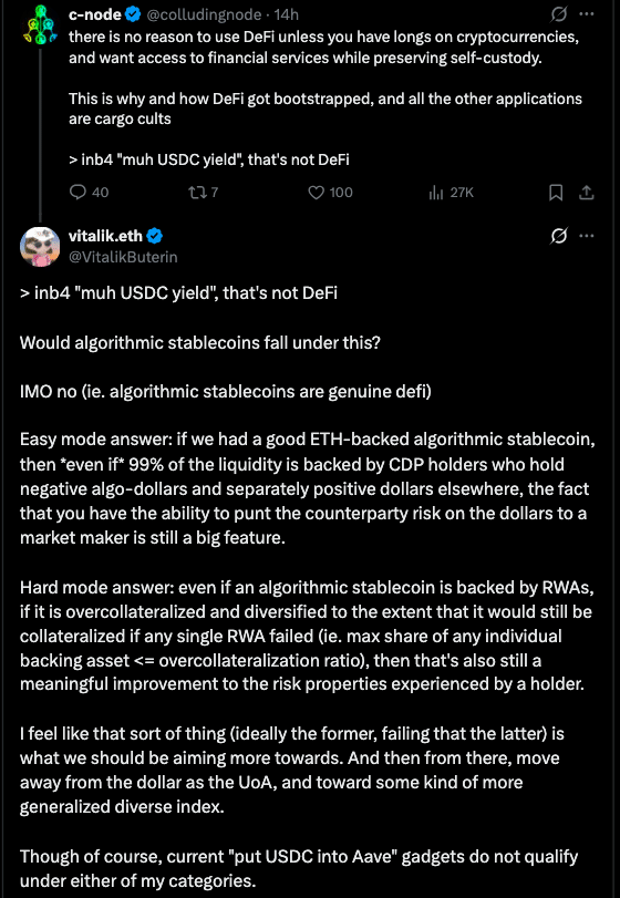 What Is a True DeFi Stablecoin? Vitalik Buterin Explains 8 Vitalik Buterin Says Algorithmic Stablecoins Are True DeFi Stablecoins