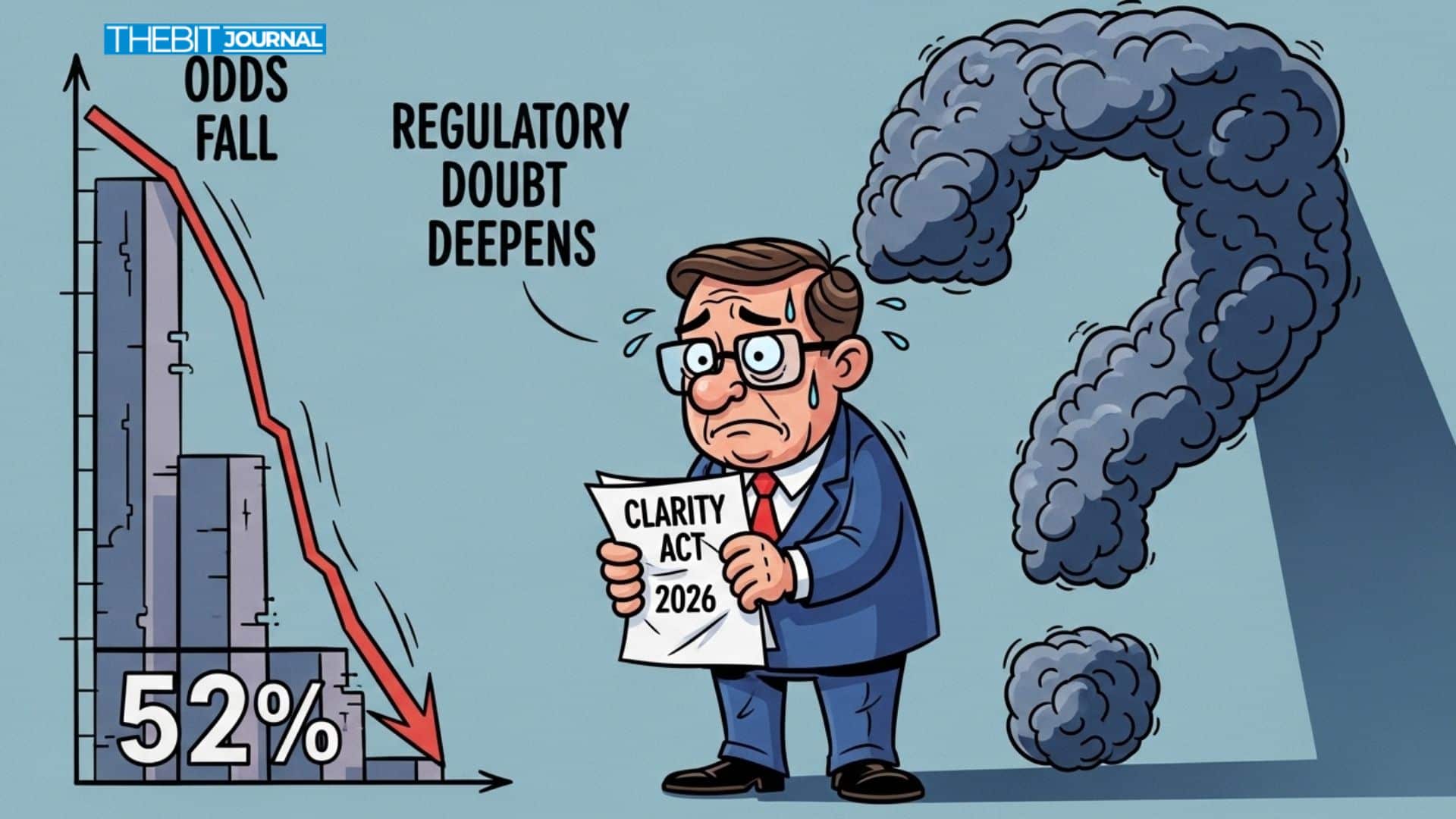 Clarity Act 2026 Odds Drop to 52% as Polymarket Signals Doubt 9 Clarity Act 2026 Odds Fall to 52% as Regulatory Doubt Deepens