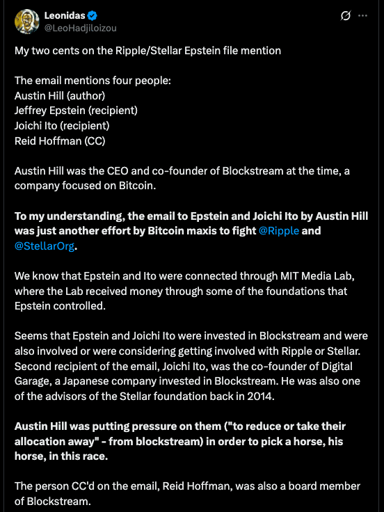 Epstein Files Reveal Old Crypto Tensions Between Bitcoin and Ripple