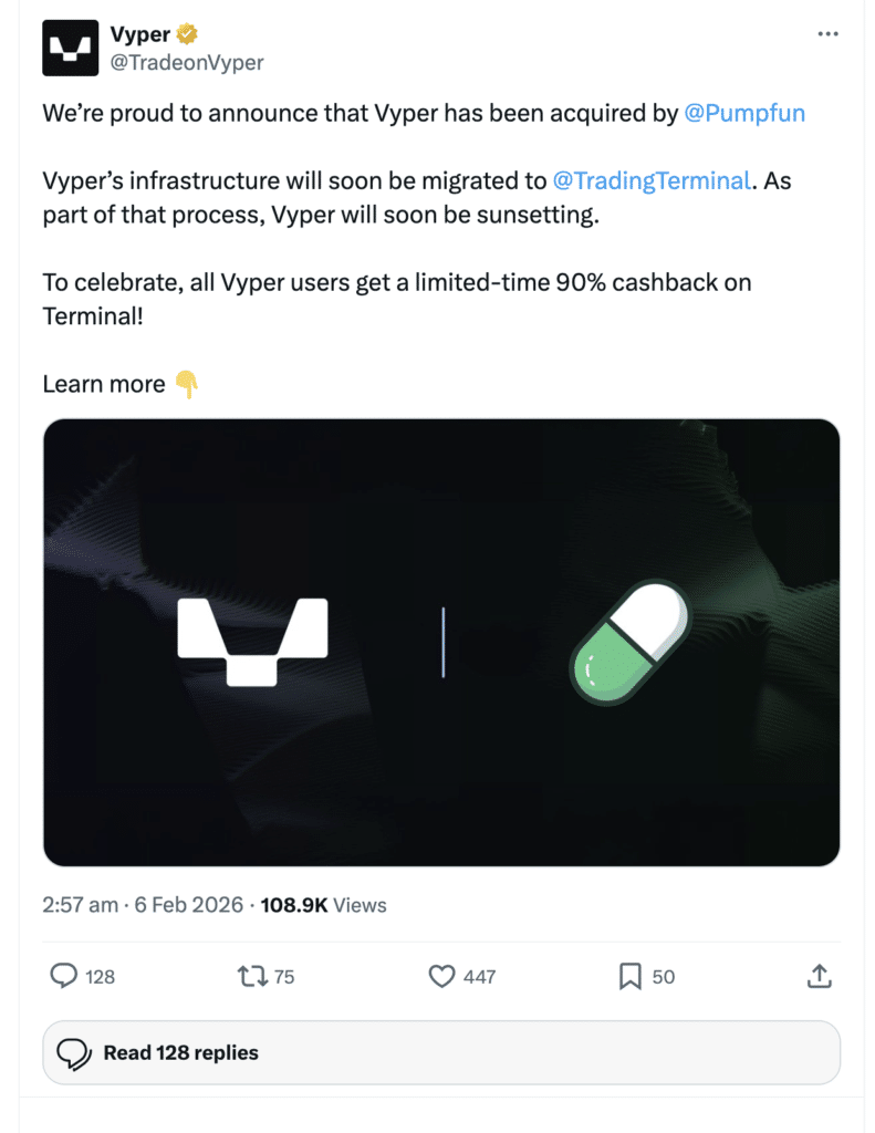 Pump.fun vyper acquisition