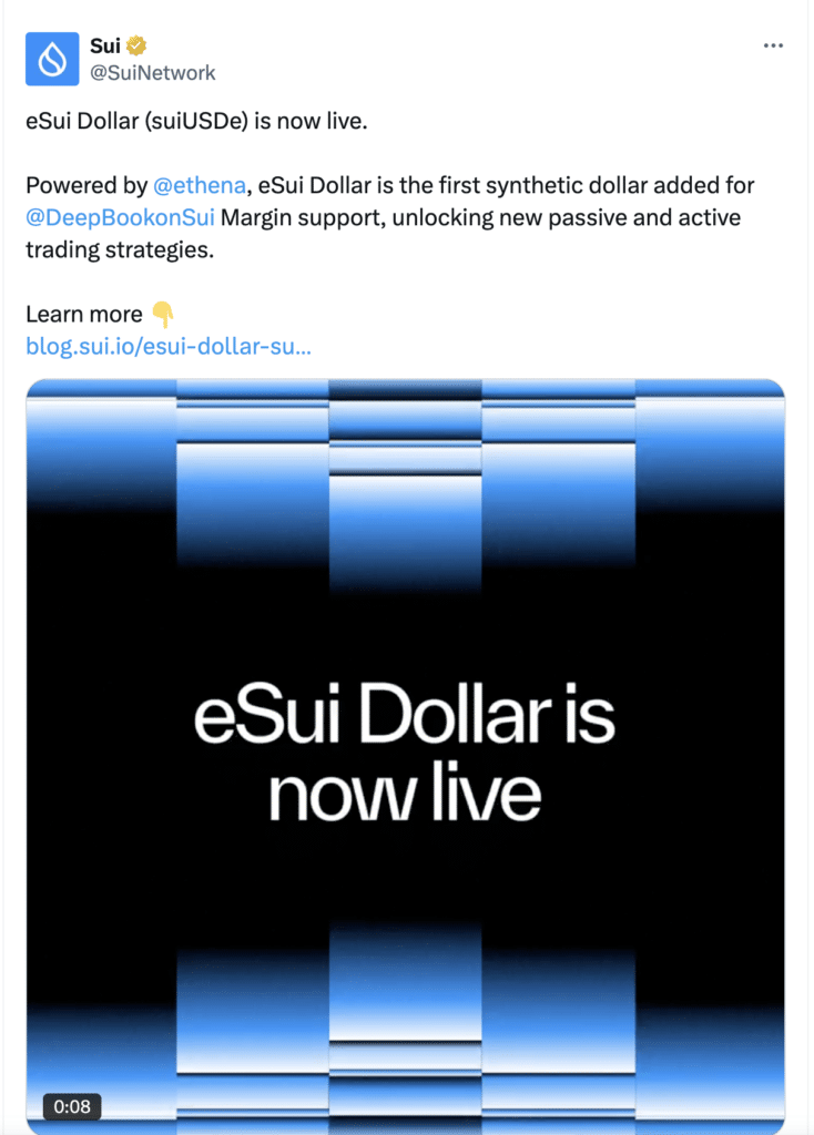 Ethena-Backed suiUSDe Launches on Sui Mainnet Ethena-Backed suiUSDe Launches on Sui Mainnet