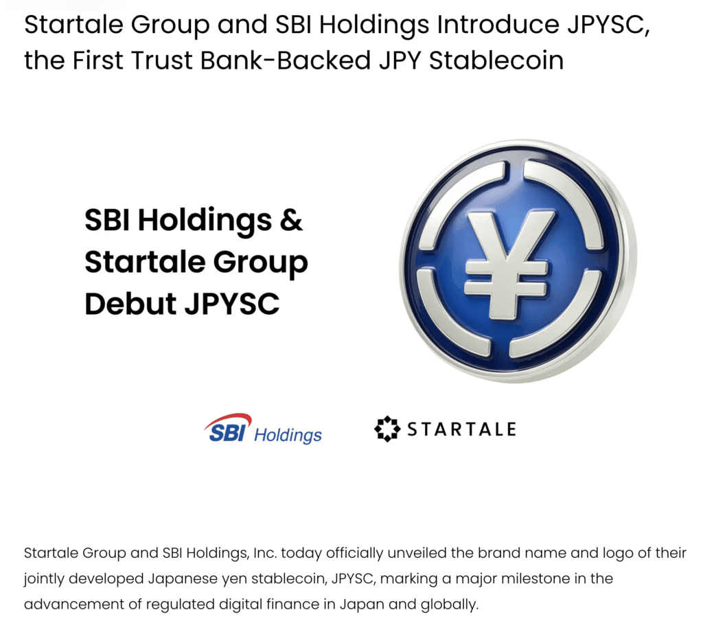Startale group crypto initiative JPYSC stablecoin launch Japan 2026 (Source: Startale blog)