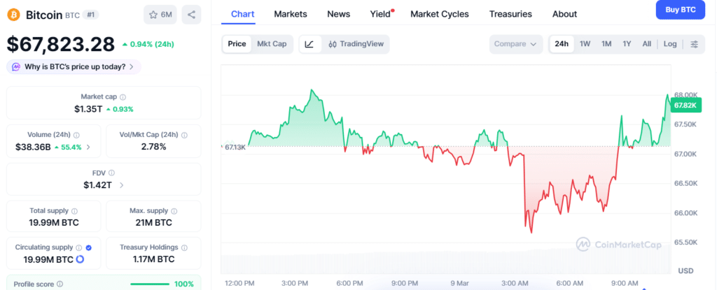 Bitcoin Market Rally Pushes BTC Back to $70K as Institutional Demand Grows 8 Bitcoin price chart