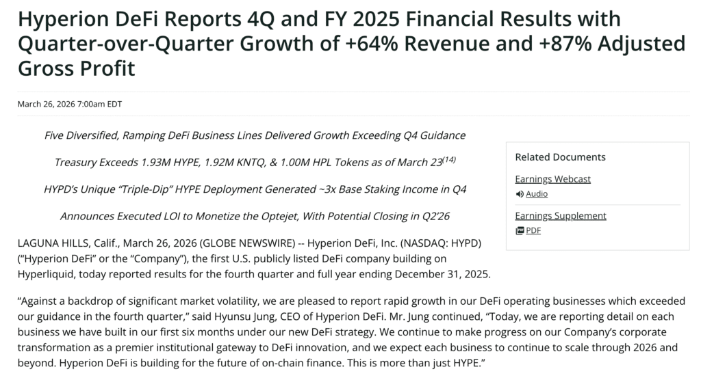 Hyperliquid HYPE price surge 2026 on 64% Q4 growth (HyperionDeFi)