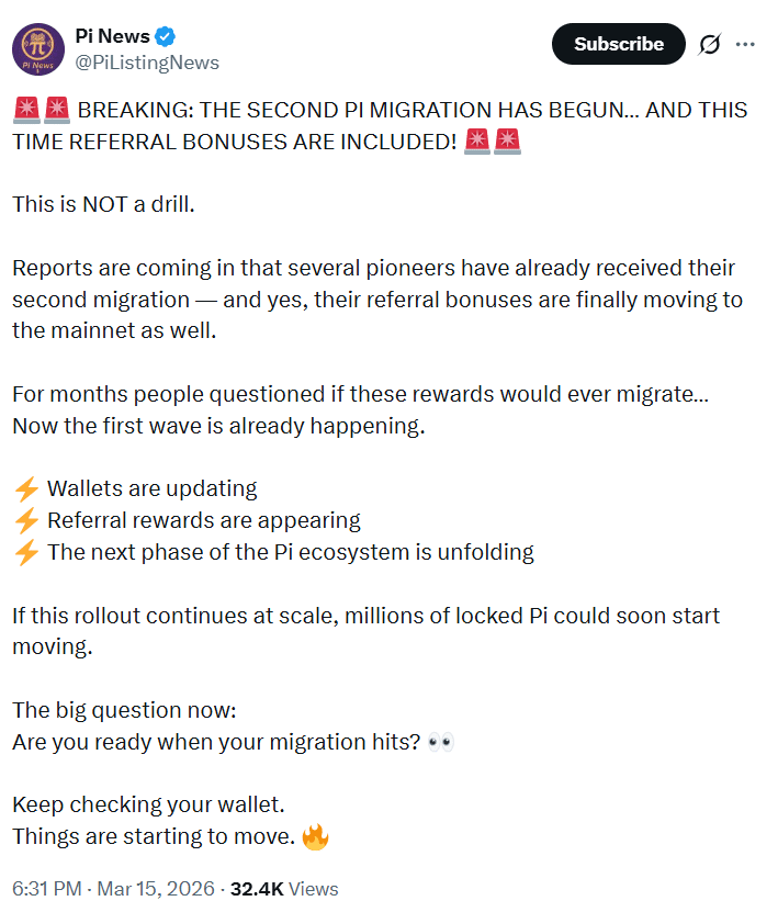 Pi Network Begins Second Mainnet Migration Phase for Token Transfers 8 Pi network news