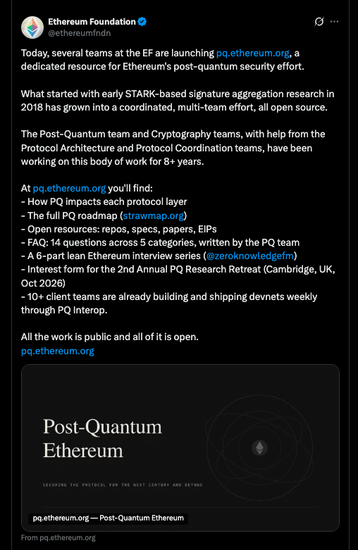 Ethereum Quantum Security Plan for 2029