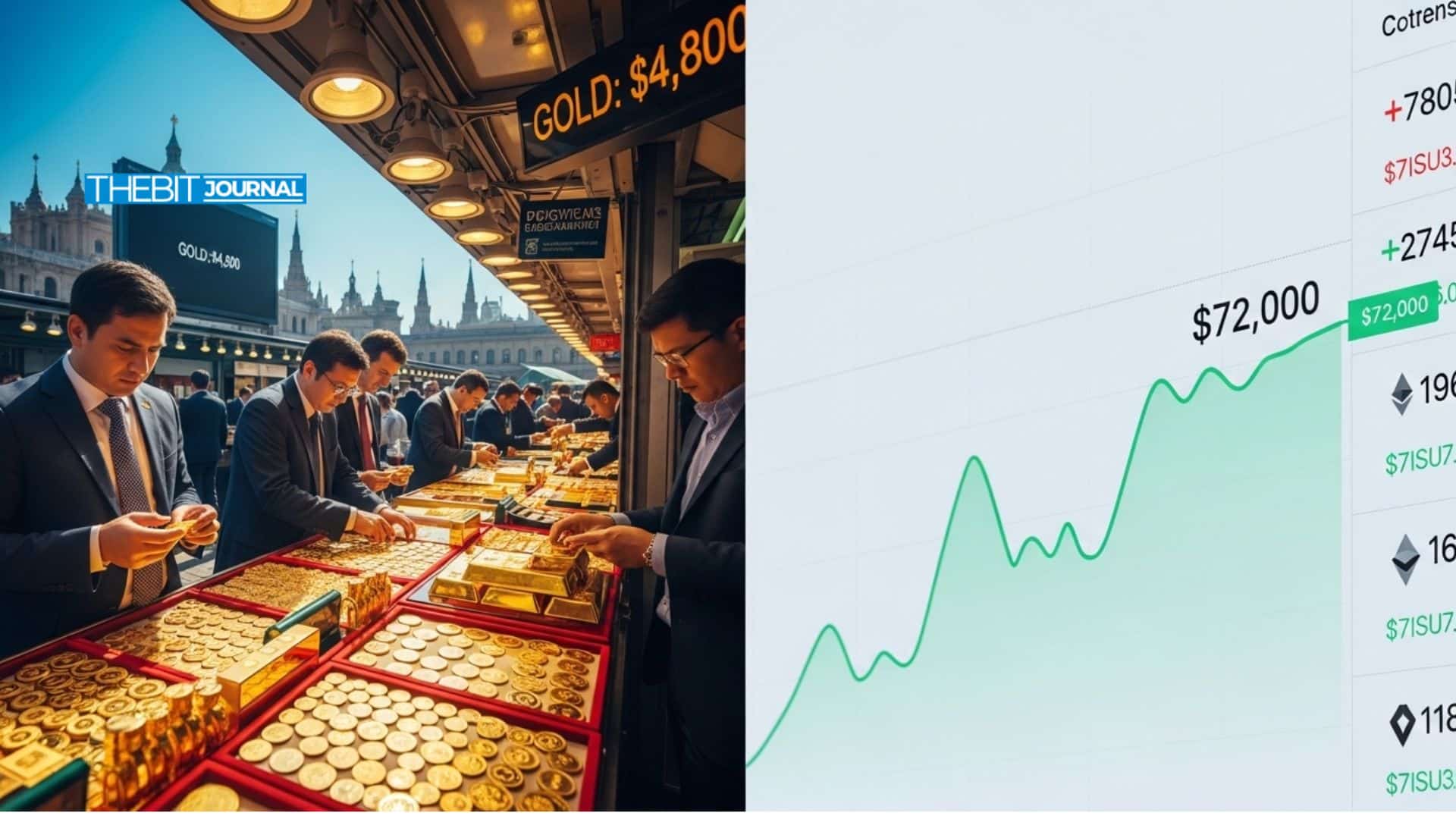 Bitcoin Price Holds Below $72K as Gold Tests $4,800 After War Pause