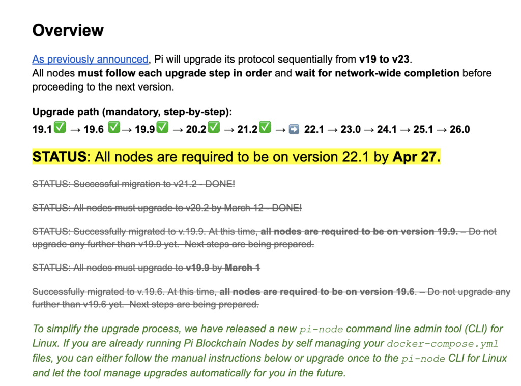 Google Docs page with Pi Network Protocol 22 Deadline 2026 notes