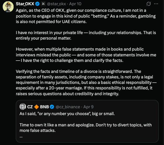 CZ Binance vs Star Xu OKX Feud Sparks Debate Over Crypto Exchange Transparency 9 CZ vs Star Xu Crypto Feud Escalates Into Public $1 Billion Showdown Shaking Crypto Trust