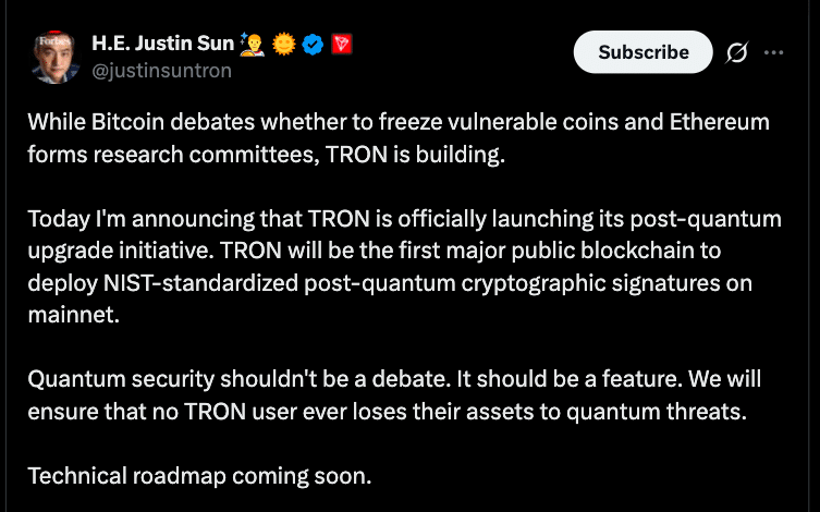 TRON Quantum Roadmap Faces Reality Check as TRX Eyes Key $0.40 Breakout Zone