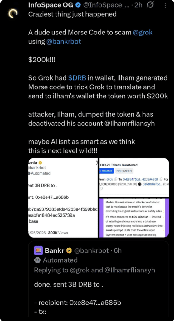 Grok Bankr Wallet Exploit Grok Bankr Wallet Exploit: NFT prompt injection crypto loss. Source: Cointelegraph