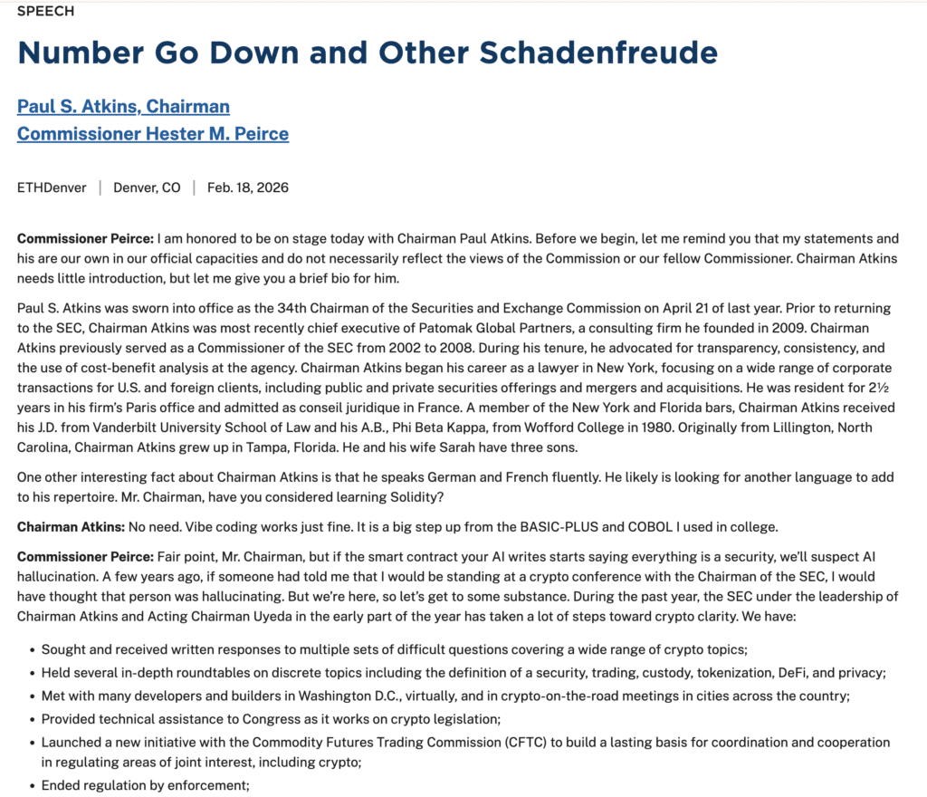 SEC tokenized stocks statement from SEC Chair Atkins and Commissioner Peirce.