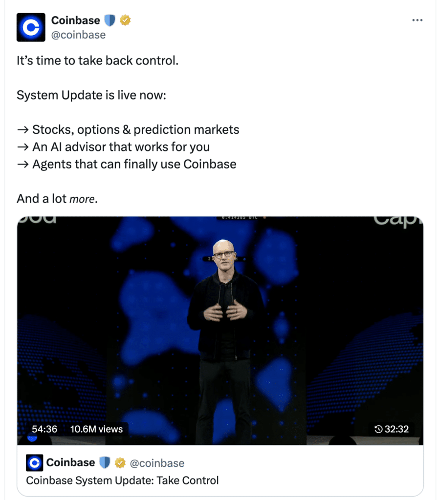Coinbase Tokenized Stocks in 2026 Spark AI-Powered Financial Revolution 8 Coinbase tokenized stocks AI blockchain finance update. Source: X