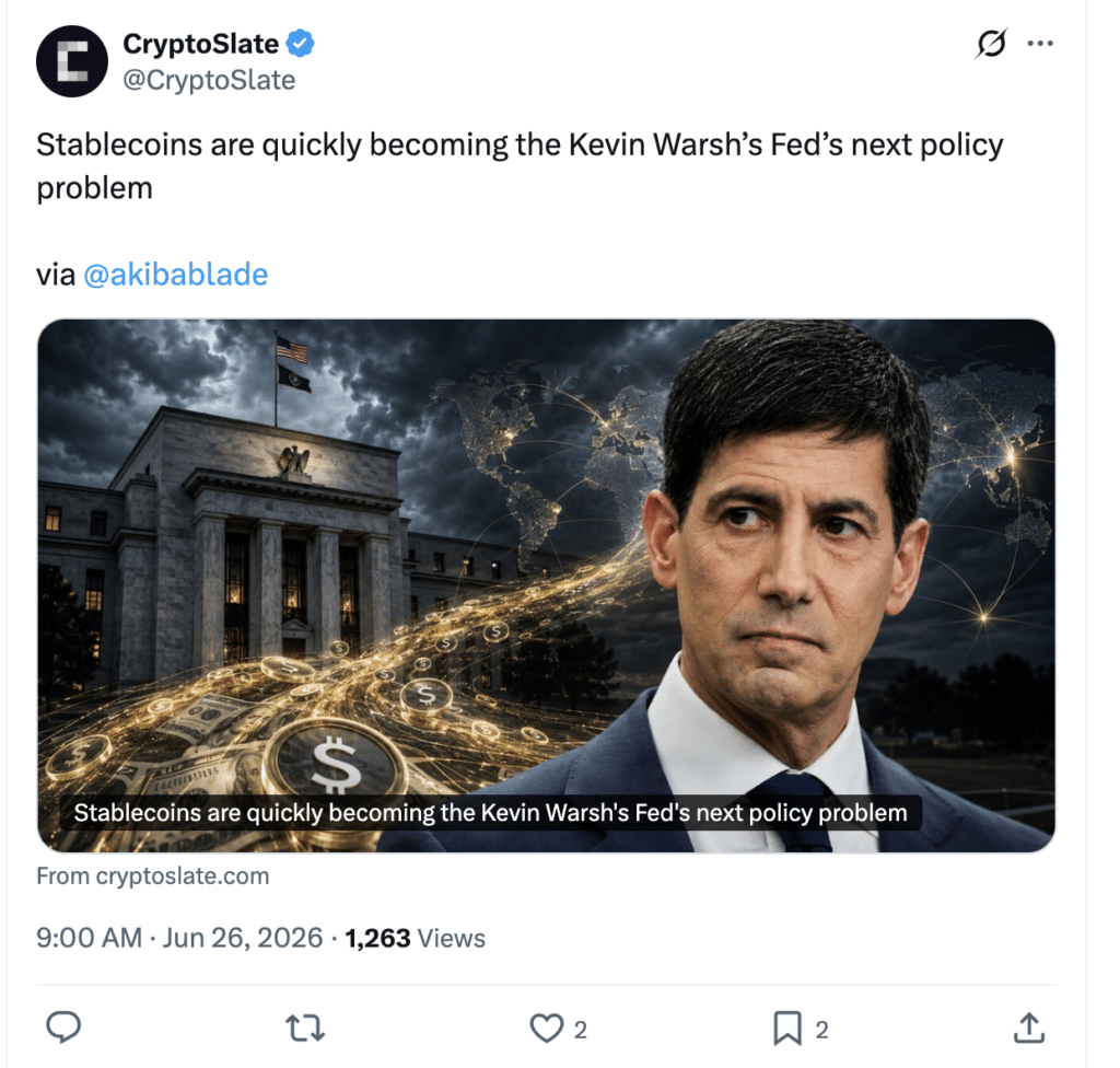 Stablecoins Fed Policy shapes dollar future. Source X