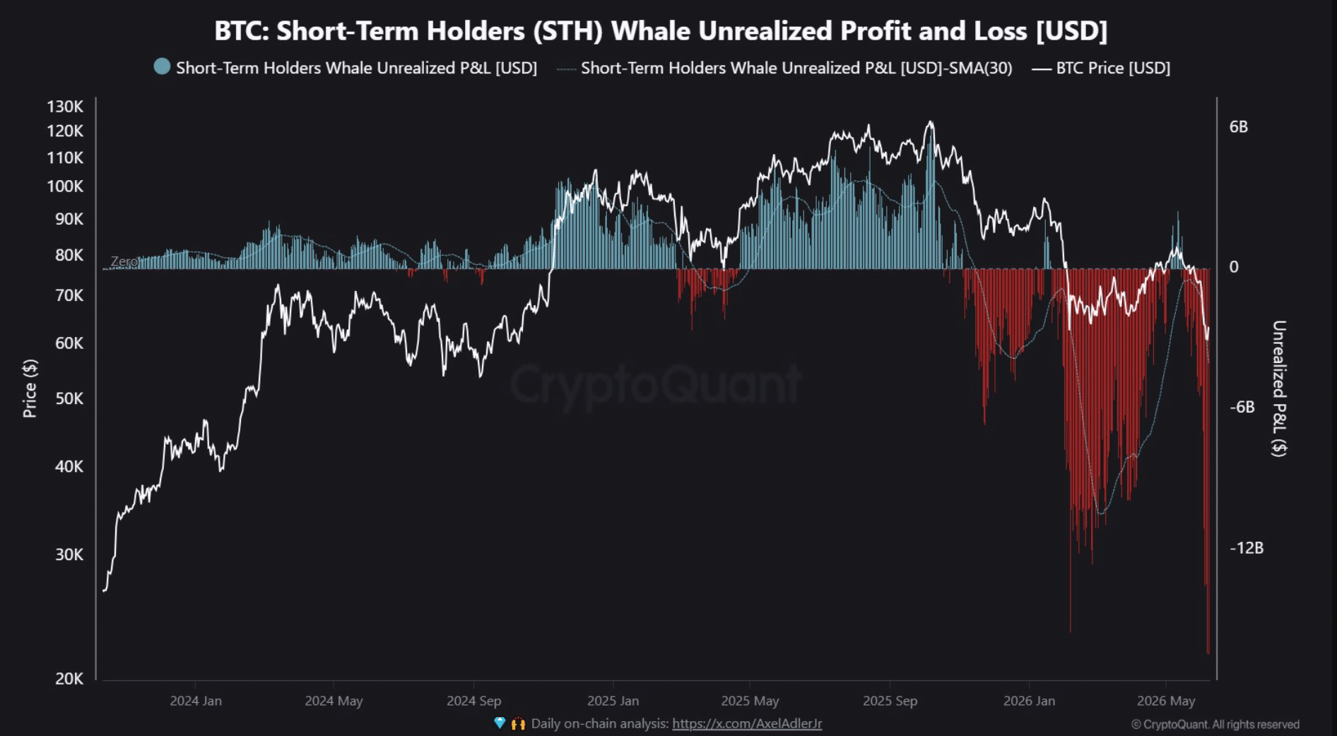Bitcoin Whales Face $16.4B Losses as BTC Market Balance Shifts