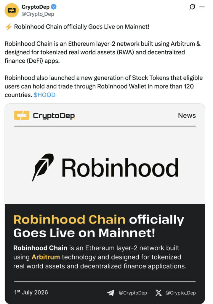 Robinhood Layer 2 boosts blockchain investing.