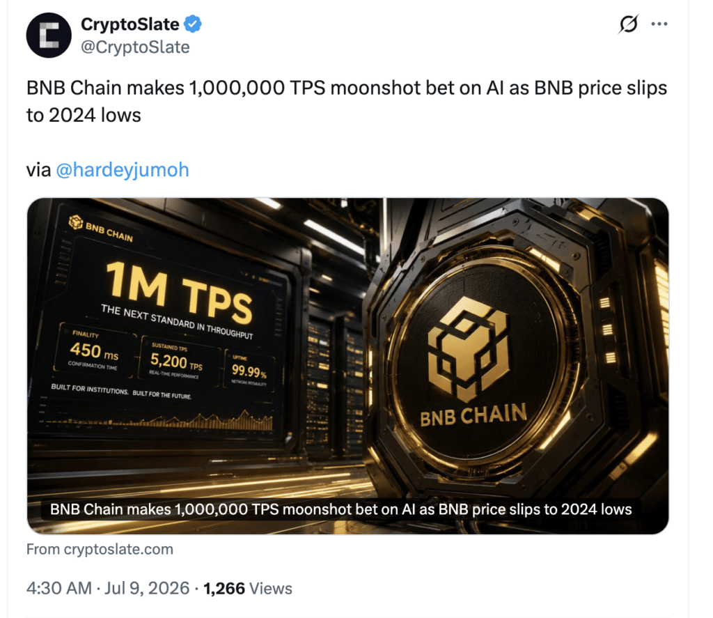 BNB Chain Roadmap Targets 1 Million TPS With AI Agents and Native Privacy 8 BNB Chain AI roadmap and 1M TPS upgrade.