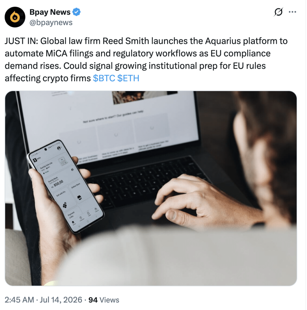 MiCA Compliance Platform From Reed Smith Targets EU Crypto Regulation 10 Reed Smith boosts MiCA compliance automation.