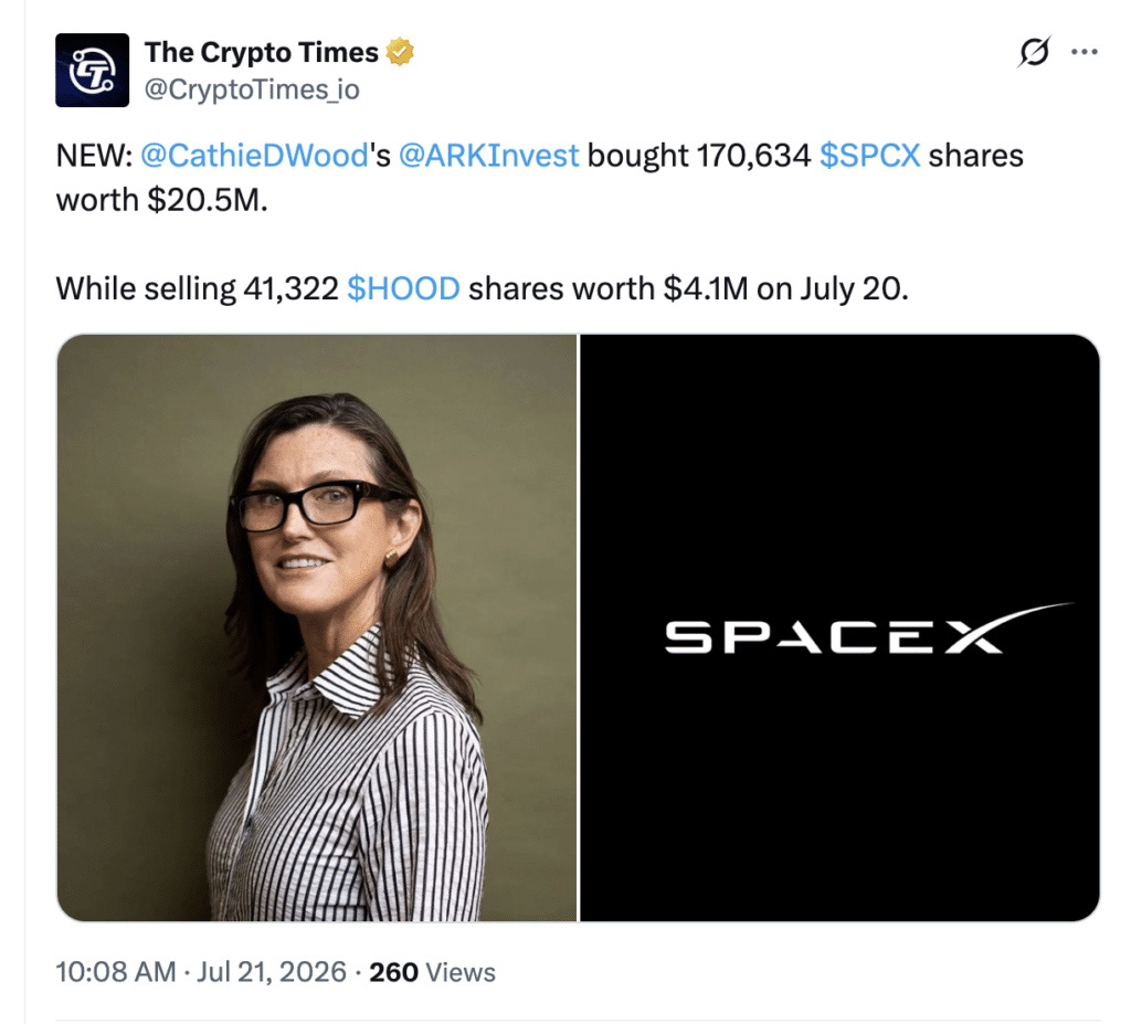 Cathie Wood SpaceX Investment Rises After ARK Adds $20.5M Stake 8 Cathie Wood SpaceX buys $20.5M stake.