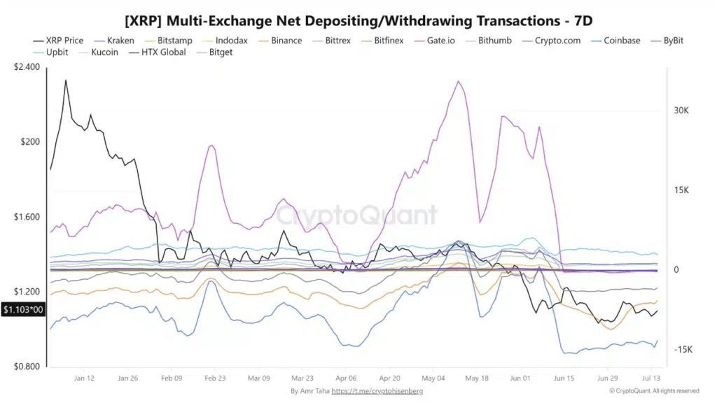 XRP whale activity signals weaker XRP network movement.