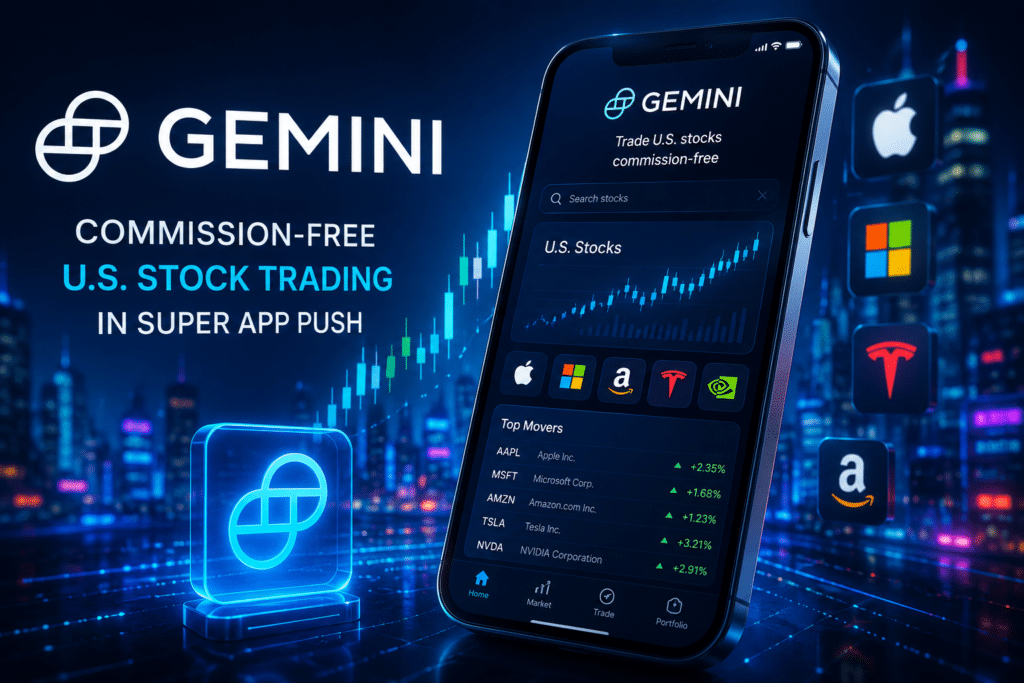 Gemini stock trading app with U.S. market dashboard.