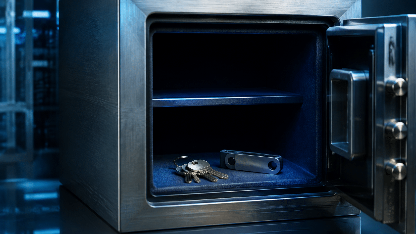 Hardware wallet and keys representing collateral custody