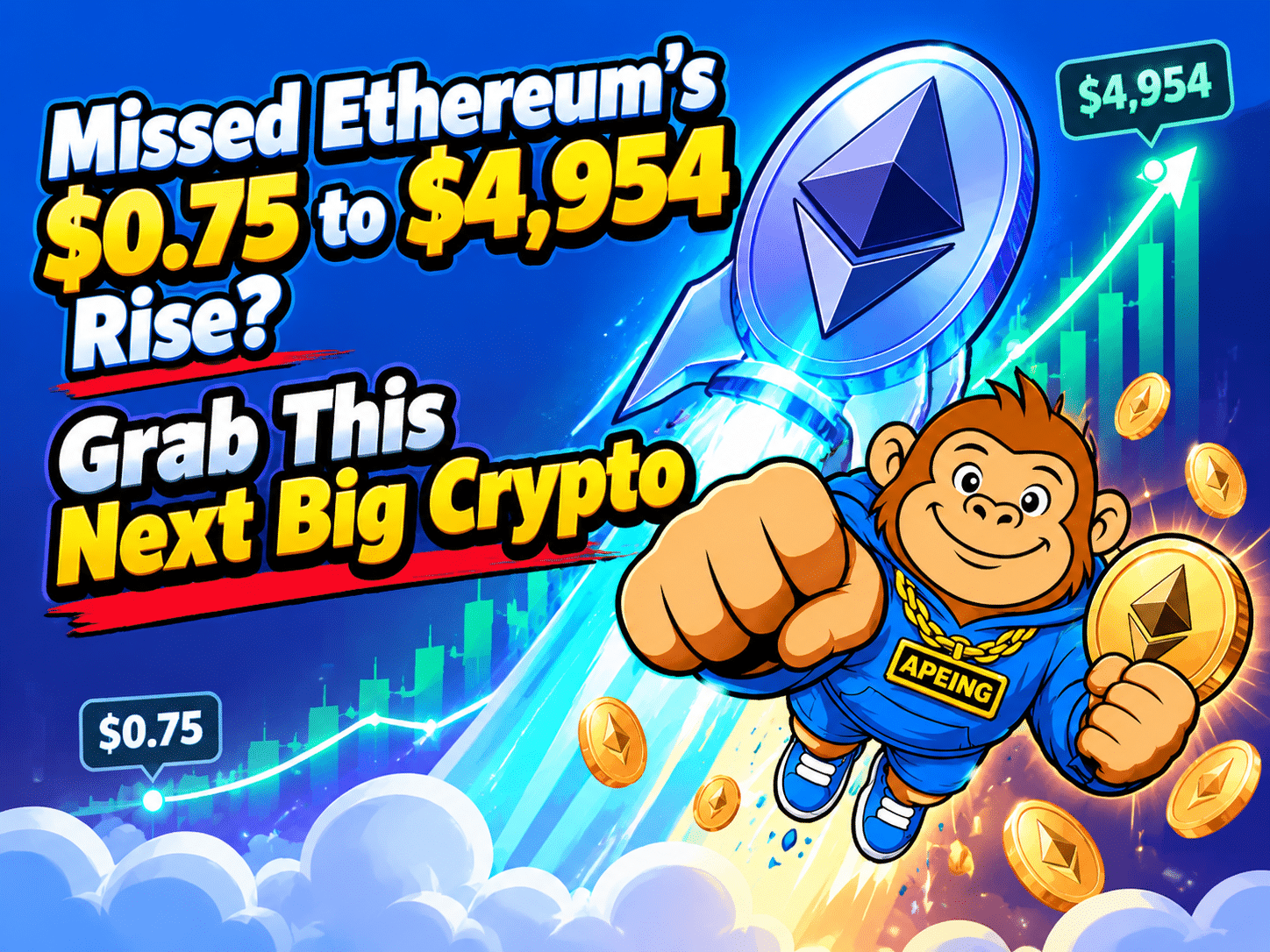 ETH Turned $0.75 Into $4,954: Did Investors Miss the Biggest Move? Now Apeing’s $0.00055 Presale Could Be the Next Big Crypto in 2026