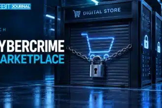 TBJ conceptual illustration: closed digital storefront with locked server racks, no people
