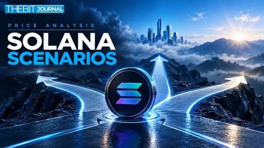 Solana Price Outlook: $121.17 Snapshot Sets a Baseline, Not a Breakout Signal 7 TBJ conceptual illustration: Solana coin with three diverging pathways, no numerical chart