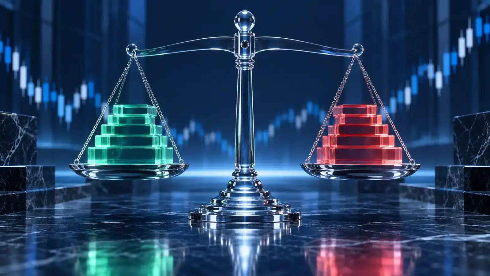 Ethereum Price Outlook: A $2,690 Reference Point and the Difference Between Yield and Return 8 Conceptual illustration: order book represented by balanced translucent buy and sell stacks, no numbers