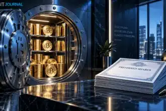Bitcoin vault beside corporate financing documents