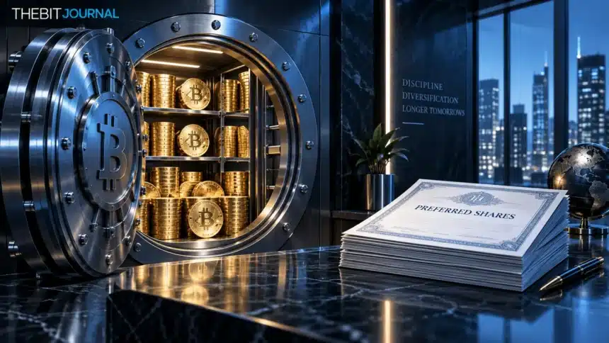Bitcoin vault beside corporate financing documents