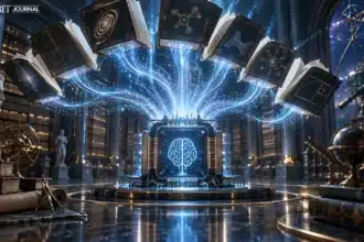 Scientific knowledge flowing toward an AI processor